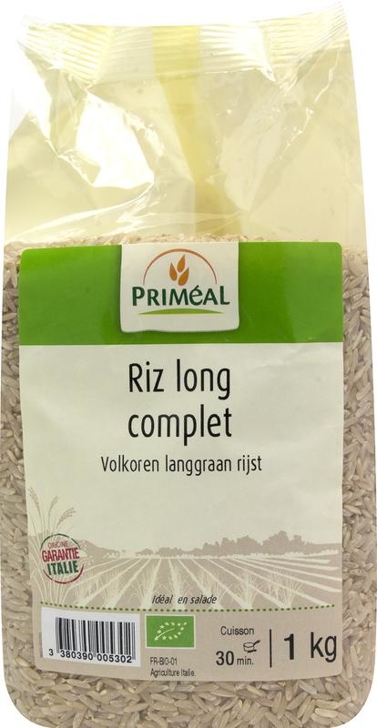 Primeal Primeal Volkoren langgraan rijst bio (1 Kilogr)