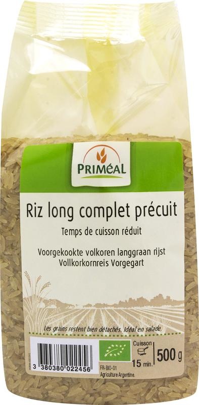 Primeal Primeal Volkoren langgraan rijst voorgekookt bio (500 gr)