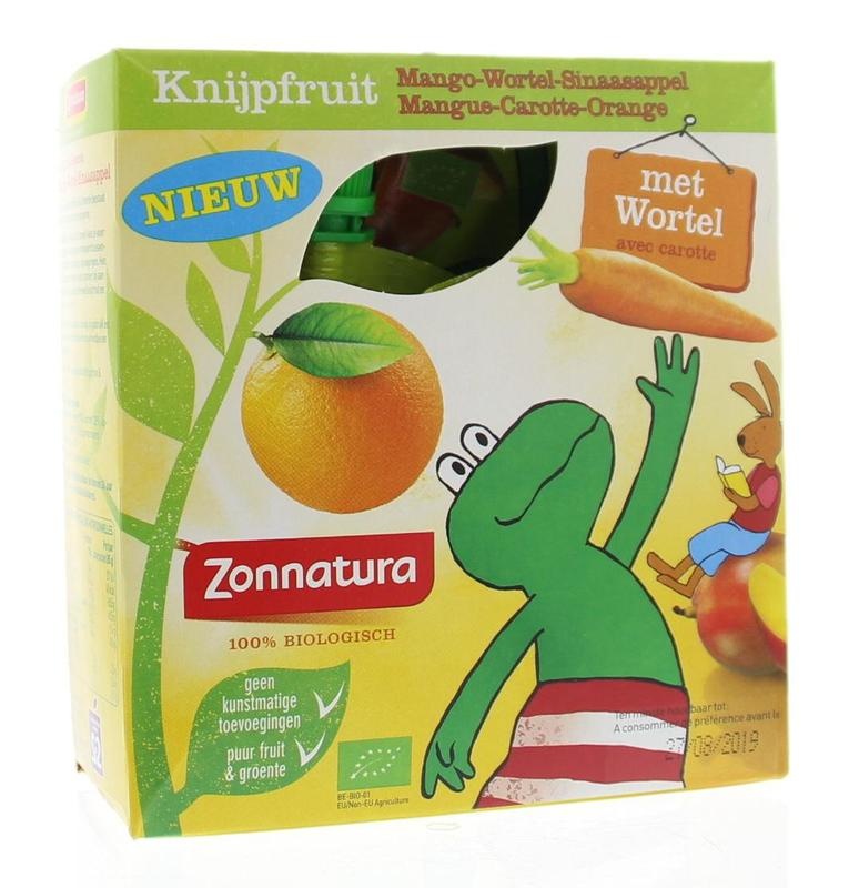 Zonnatura Zonnatura Knijpfruit groente mango/wortel/sinas bio (4 st)