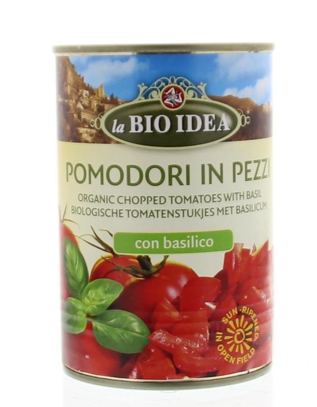 Bioidea Bioidea Tomatenstukjes basilicum bio (400 gr)