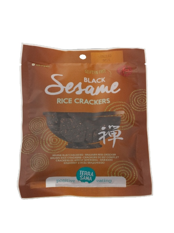 Terrasana Terrasana Japanse bruine rijstcrackers zwarte sesam bio (60 gr)