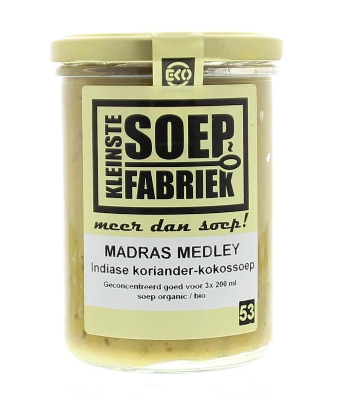 Kleinstesoepfabr Madras medley koriander-kokos soep (400 gram) Kleinstesoepfabr Madras medley koriander-kokos soep (400 gram)