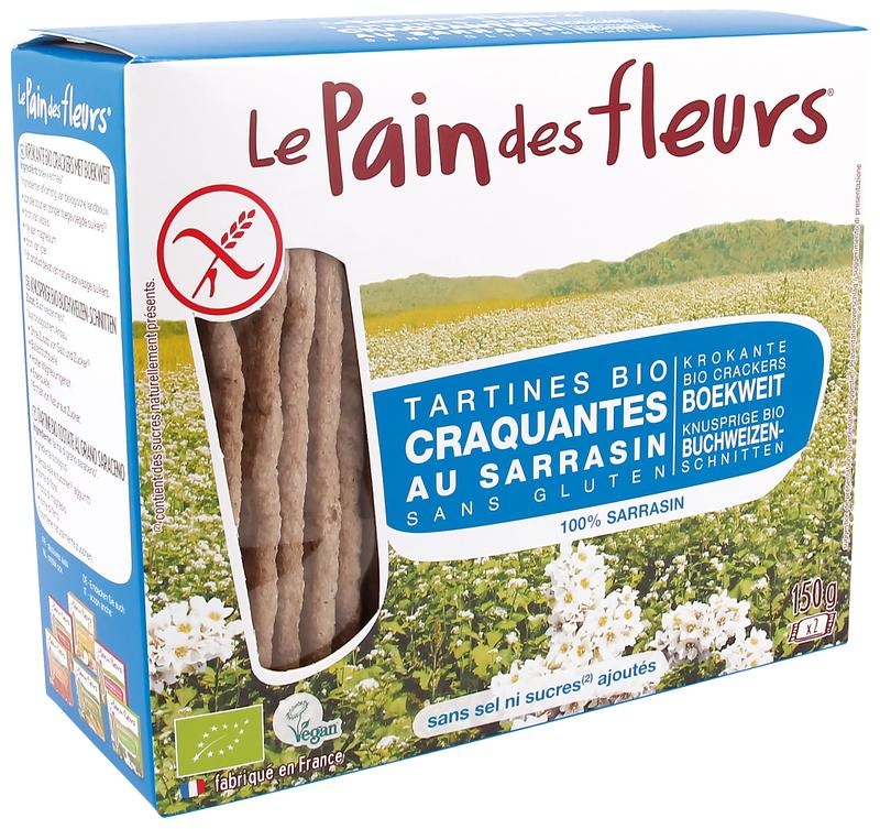 Pain Des Fleurs Pain Des Fleurs Boekweit crackers zonder zout en suiker bio (150 gr)