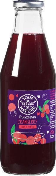 Your Organic Nat Vruchtendrank cranberry licht gezoet (750 ml)