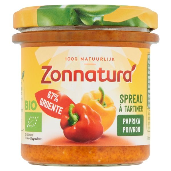 Zonnatura Zonnatura Groentespread paprika bio (135 gr)