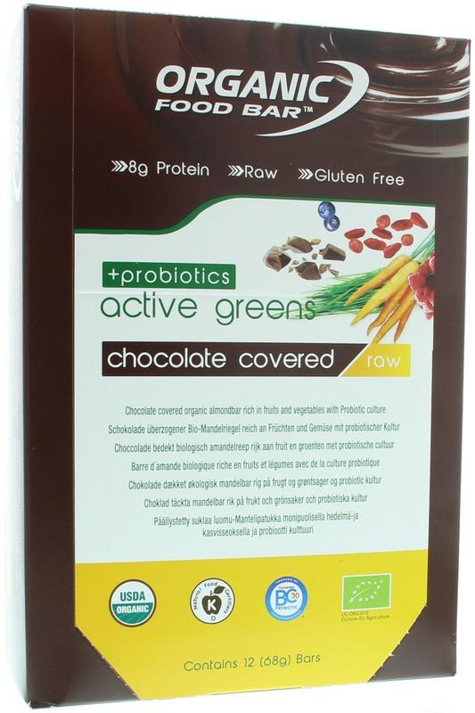 Organic Food Bar active green covered probiotica 68 gr bio (12 st)
