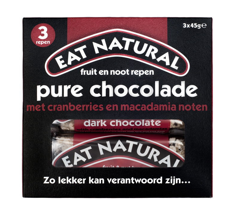 Eat Natural Pure chocolade cranberry macadamia 45 gram 3 stuks