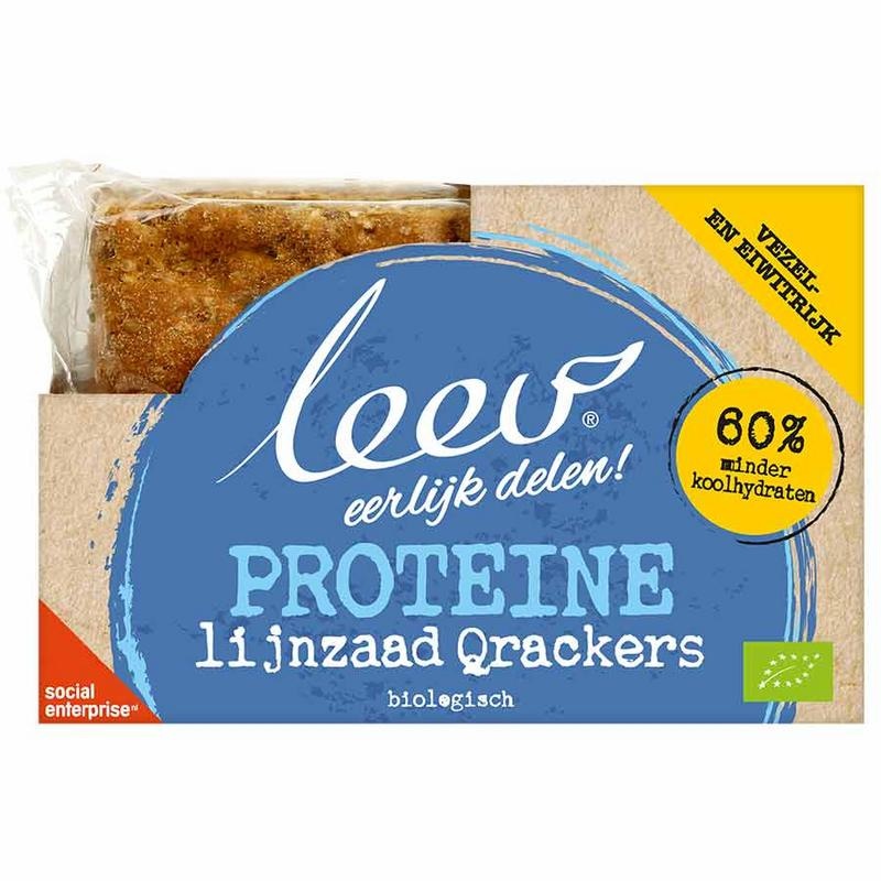 Leev Leev Low carb qrackers proteine & lijnzaad bio (100 gr)