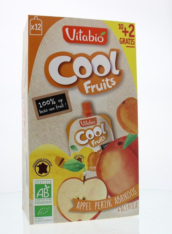 Vitabio Coolfruit appel-perzik-abrikoos 90 gram (12 stuks)