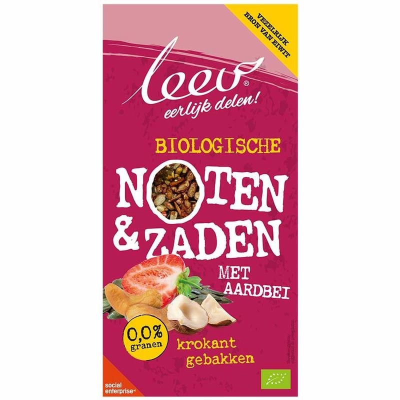 Leev Bio krokant gebakken noten & zaden aardbei (250 gram)