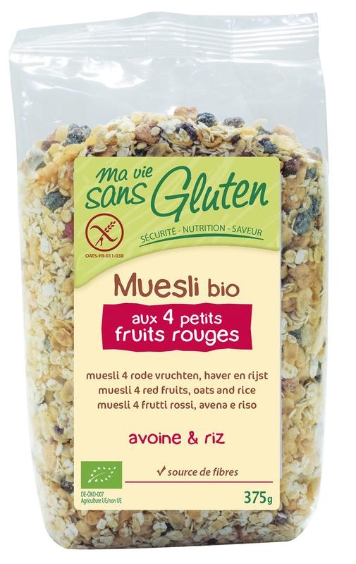 Ma Vie Sans Ma Vie Sans Muesli haver/rijst 4 rode vruchten glutenvrij bio (375 gr)