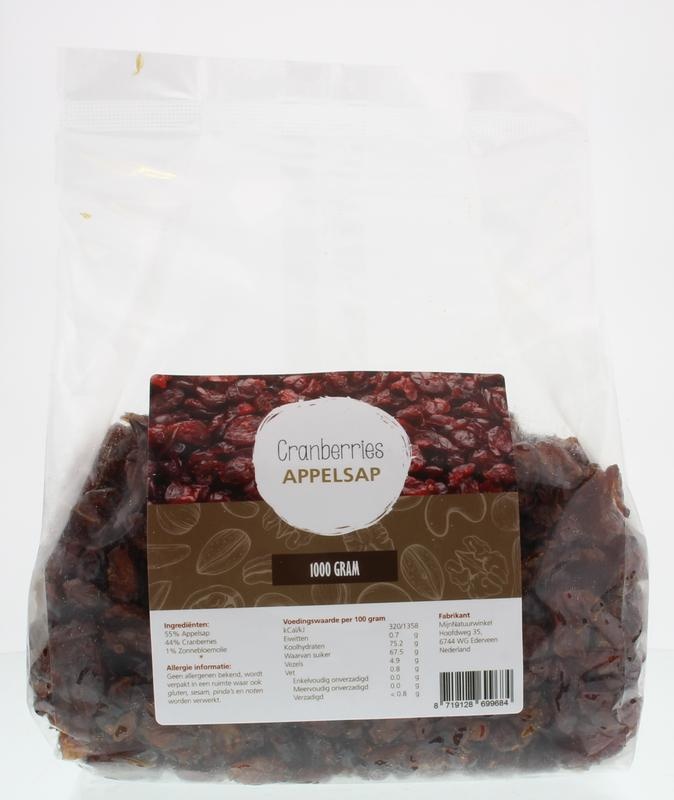 Mijnnatuurwinkel Mijnnatuurwinkel Cranberries gezoet met appeldiksap (1 Kilogr)