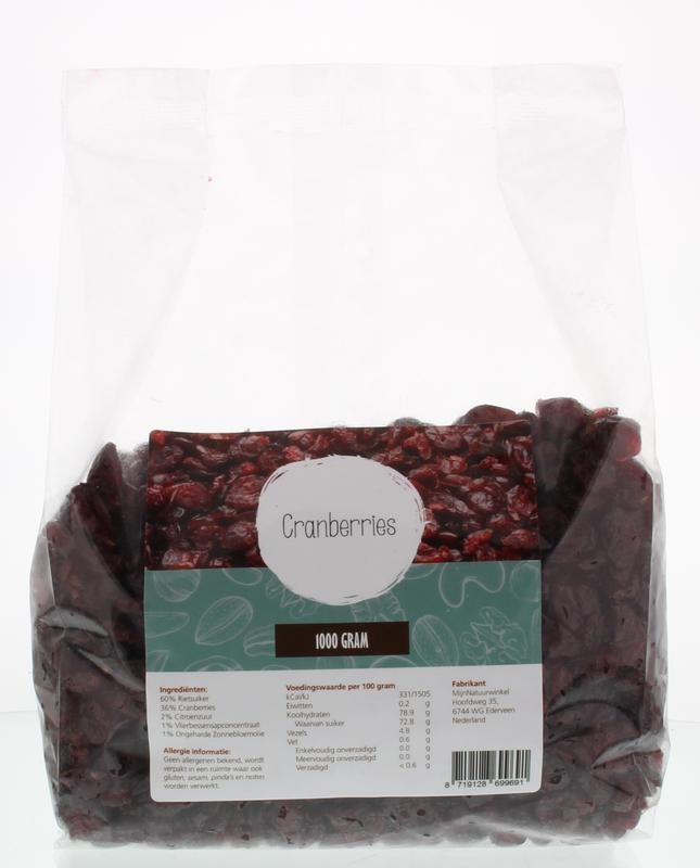 Mijnnatuurwinkel Mijnnatuurwinkel Cranberries rietsuiker (1 Kilogr)