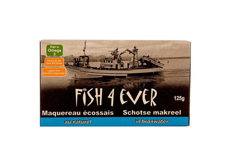 Fish 4 Ever Schotse makreel bronwater (125 gram)