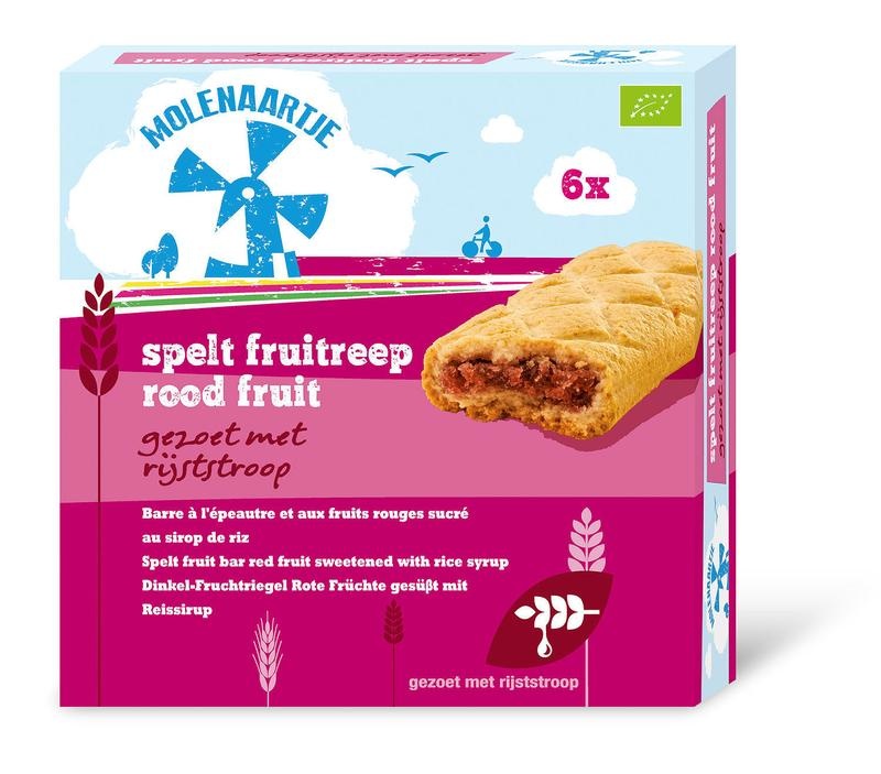 Molenaartje Molenaartje Spelt fruitreep rood fruit bio (180 gr)