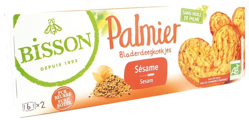 Bisson Bisson Palmier bladerdeegkoekjes sesam bio (100 gr)