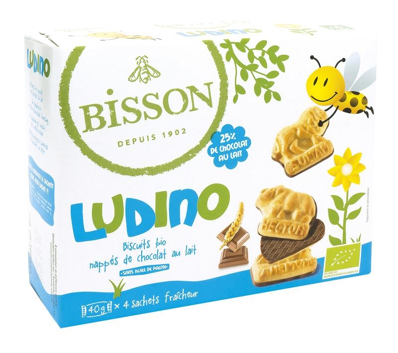 Bisson Bisson Ludino koekjes met melkchocolade 4 zakjes bio (160 gr)