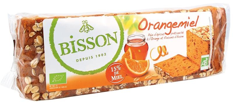 Bisson Bisson Orangemiel honingkoek sinaasappel voorgesneden bio (300 gr)