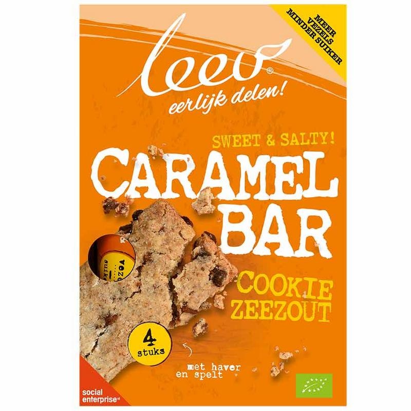 Leev Bio cookiebar karamel & zeezout (140 gram)