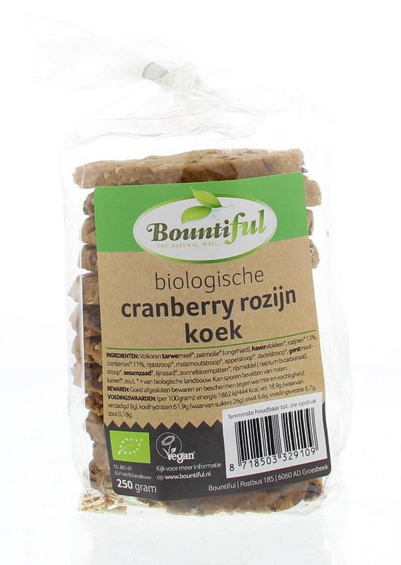 Bountiful Cranberry rozijnkoek bio (250 gram)