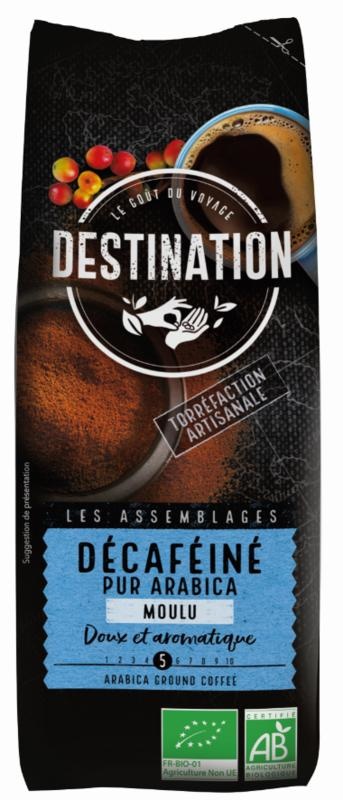 Destination Destination Koffie decaf puur arabica gemalen bio (250 gr)