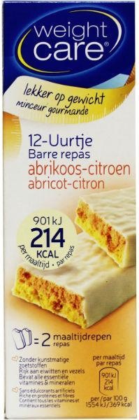 Weight Care Maaltijdreep abrikoos/citroen (2 Stuks) Weight Care Maaltijdreep abrikoos/citroen (2 Stuks)