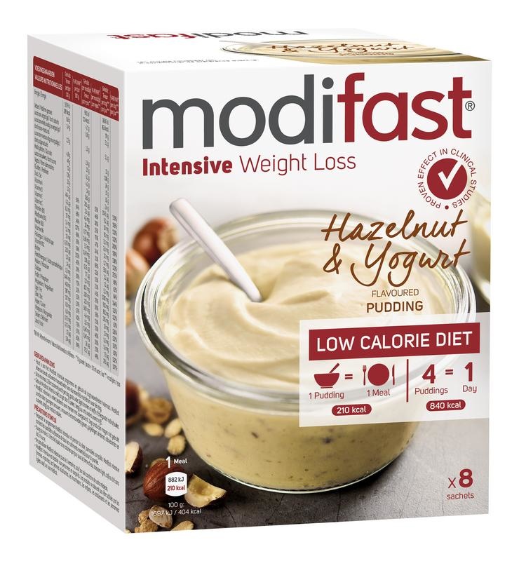 Modifast Modifast Intensive pudding hazelnoot & yoghurt 8 zakjes (416 gr)