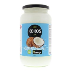 Hanoju Kokosolie virgin glasfles bio (1 ltr)