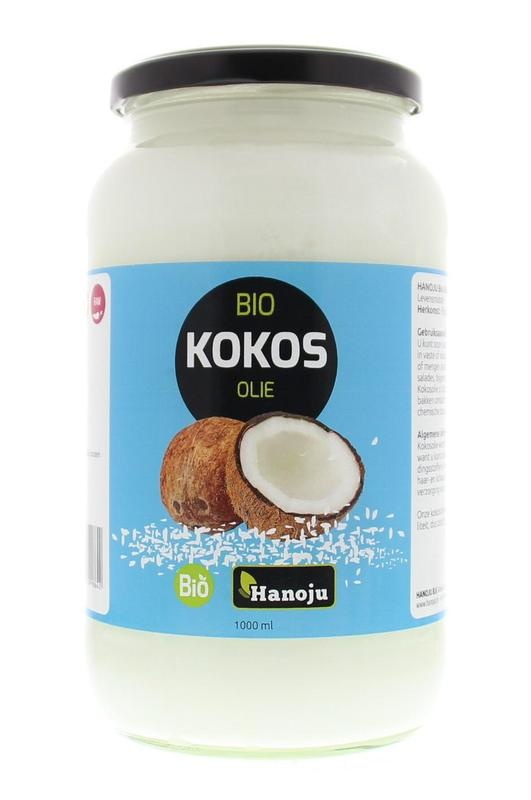 Hanoju Hanoju Kokosolie virgin glasfles bio (1 ltr)