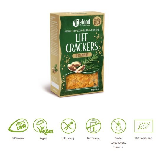 Lifefood Lifefood Life crackers rozemarijn bio (90 gr)