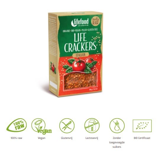 Lifefood Lifefood Life crackers Italiaans bio (90 gr)