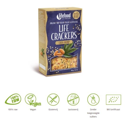 Lifefood Life crackers chia hennep (90 gram)