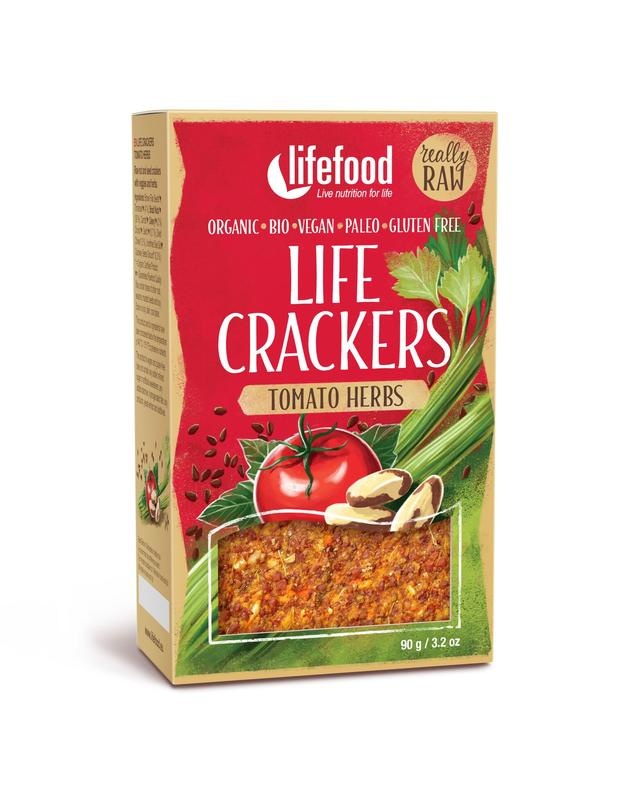 Lifefood Lifefood Life crackers tomaat kruiden bio (90 gr)