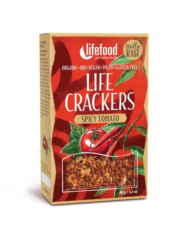 Lifefood Lifefood Life crackers pikante tomaat bio (90 gr)