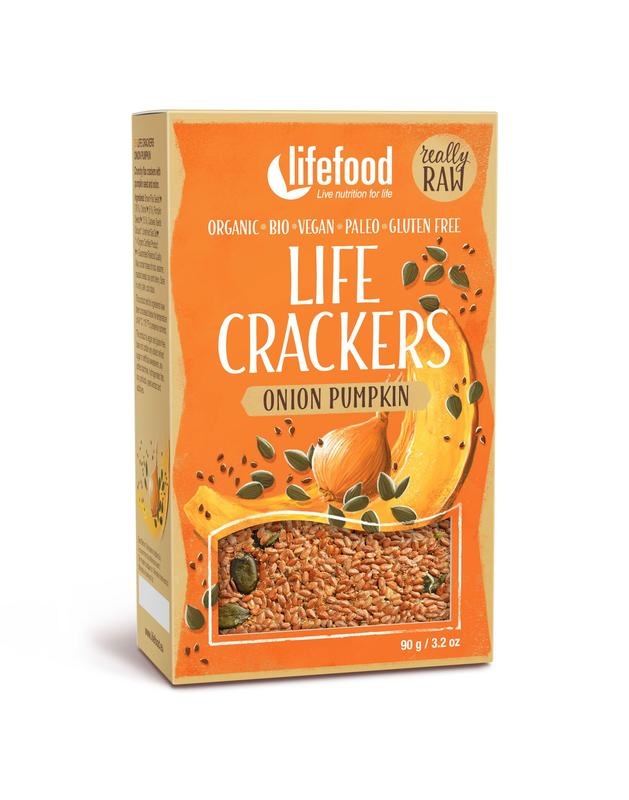 Lifefood Lifefood Life crackers pompoen ui bio (90 gr)