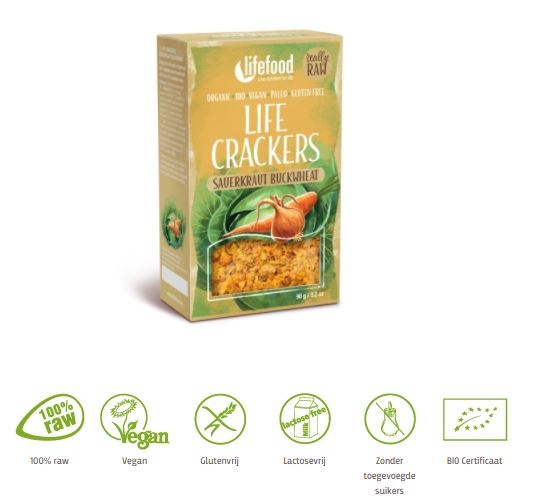 Lifefood Lifefood Life crackers zuurkool boekweit bio (90 gr)