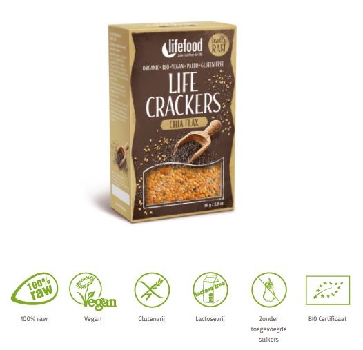 Lifefood Lifefood Life crackers chia lijnzaad bio (80 gr)