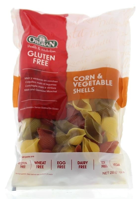 Orgran Corn & vegetable pasta schelpjes (250 gram)
