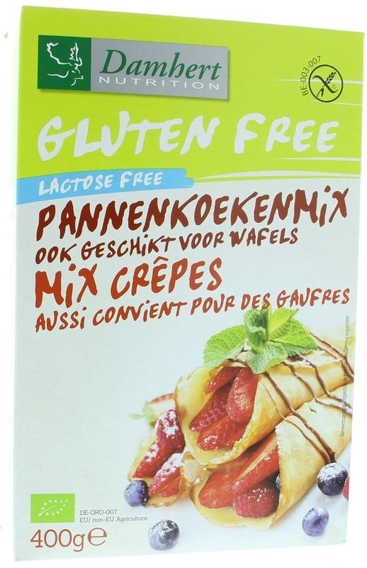 Damhert Damhert Pannenkoeken en wafelmix gluten- & lactosevrij bio (400 gr)