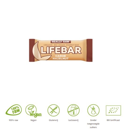 Lifefood Lifefood Lifebar carobe hazelnoot bio (47 gr)