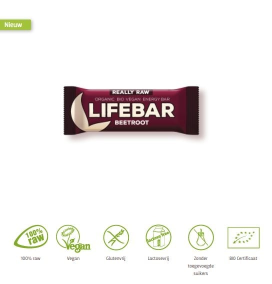 Lifefood Lifebar energiereep rode biet raw & bio (47 gram)