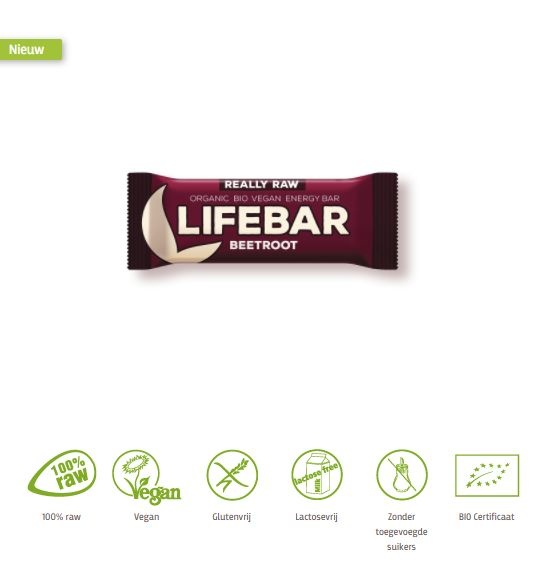 Lifefood Lifefood Lifebar energiereep rode biet raw & bio (47 gr)