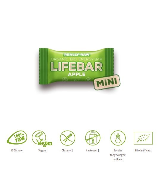 Lifefood Lifefood Mini lifebar energiereep appel raw & bio (25 gr)