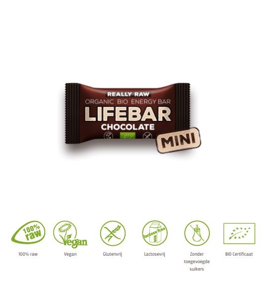 Mini lifebar energiereep chocolade raw & bio Vitamine