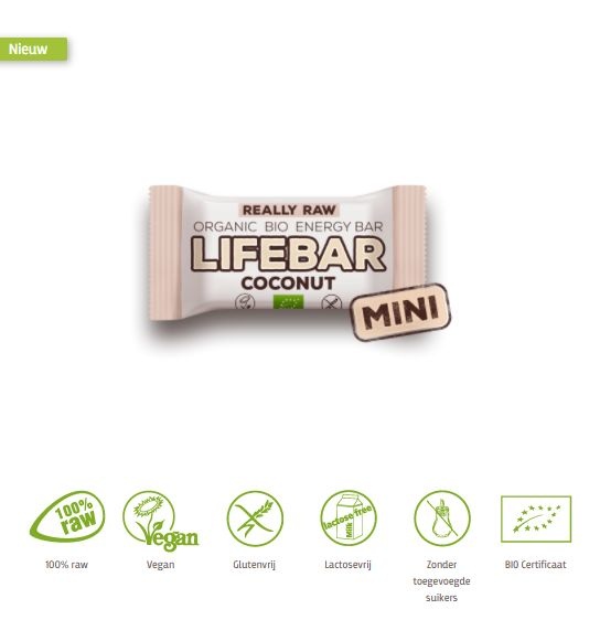 Lifefood Lifefood Mini lifebar energiereep kokos raw & bio (25 gr)