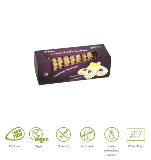 Lifefood Lifefood Citroen vanille koekjes raw bio (80 gr)