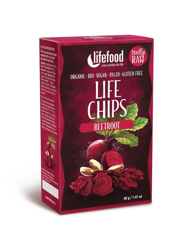 Lifefood Groentechips rode biet raw & bio (40 gram)