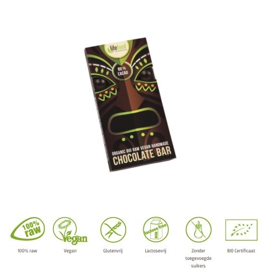 Lifefood Rauwe chocolade 80 % cacao bio (70 gr)