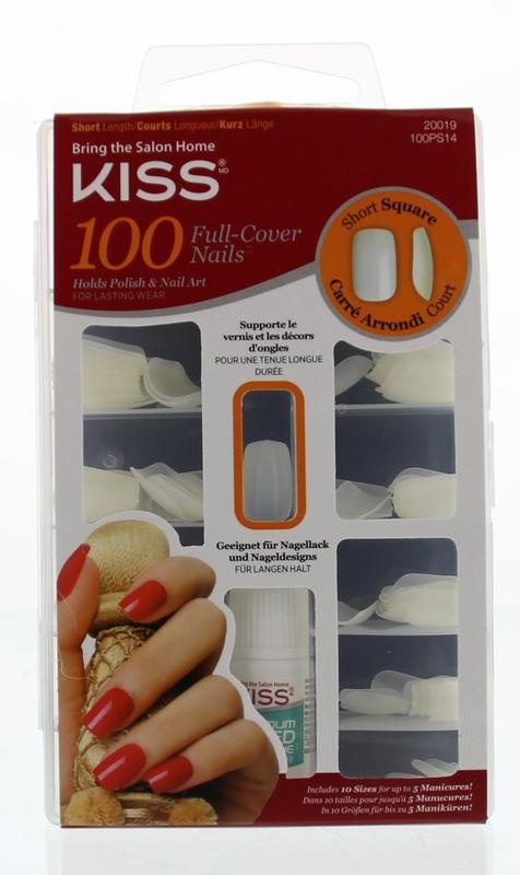 Kiss Kiss Full cover nails short square (1 Set)