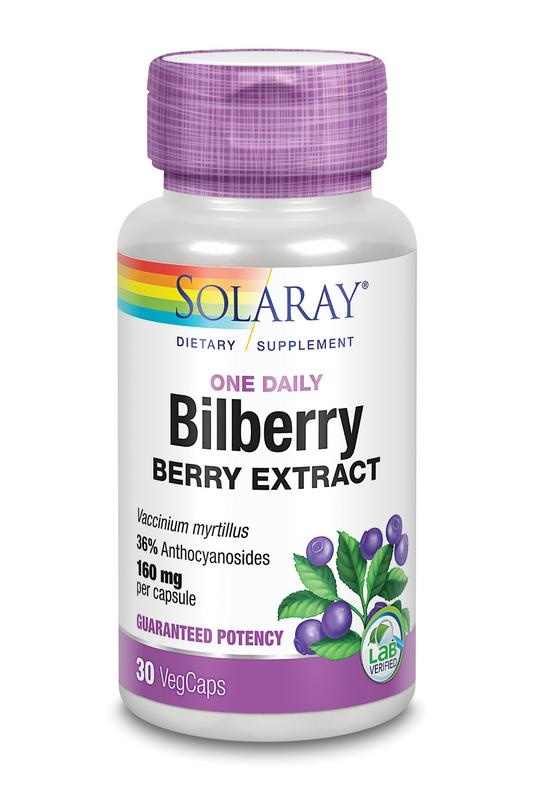 Solaray Bilberry blauwe bosbes 160 mg (30 vcaps)